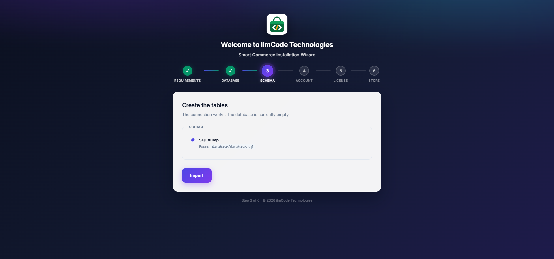 Installer — Tables step